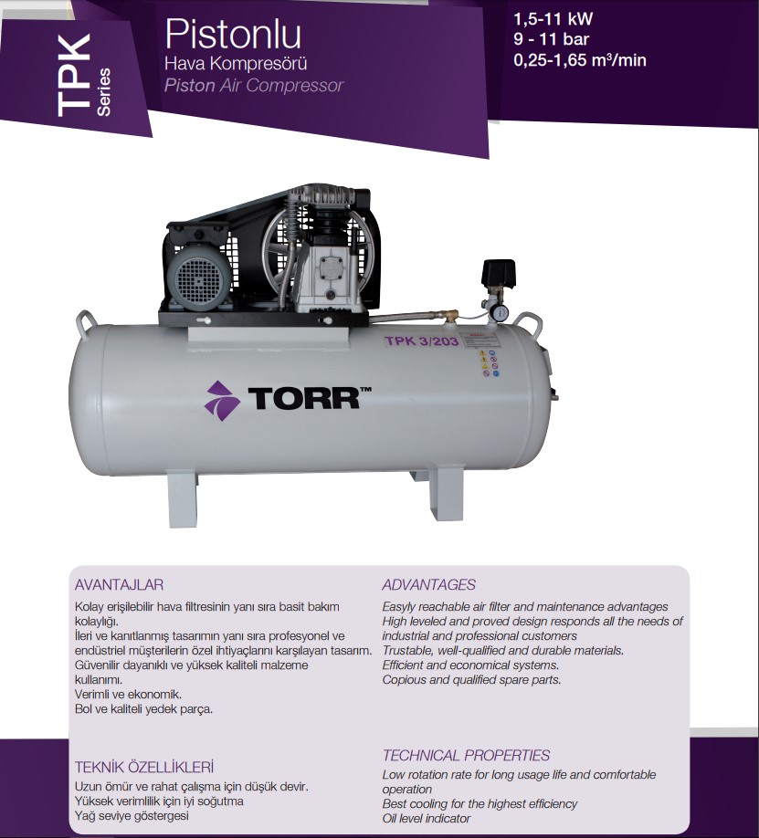 TORR Marka Pistonlu Hava Kompresörü